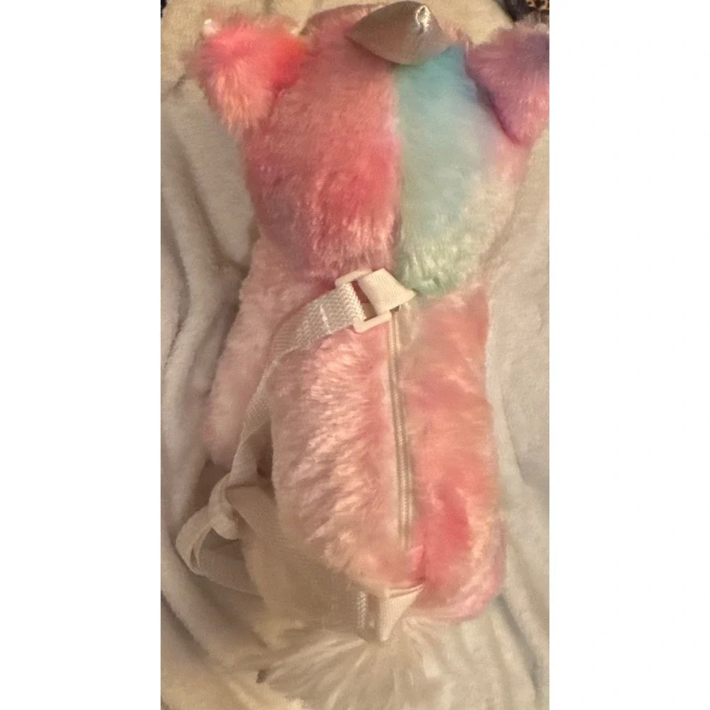 Pink Tie Dye Unicorn Plush Purse Sequin Ears Silver Horn Zipper Pocket 9